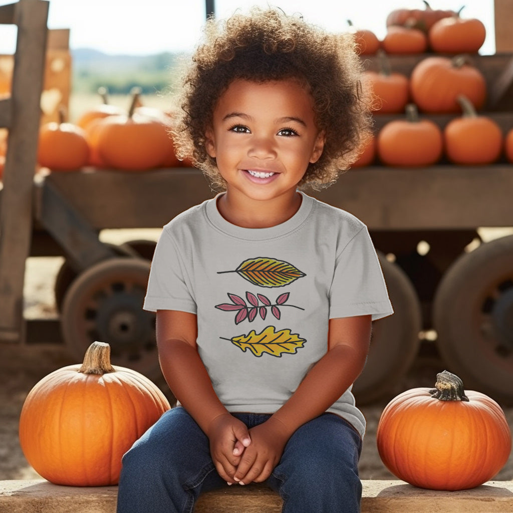 Three Leaves Autumn Nature Unisex Grey Toddler Youth Tee