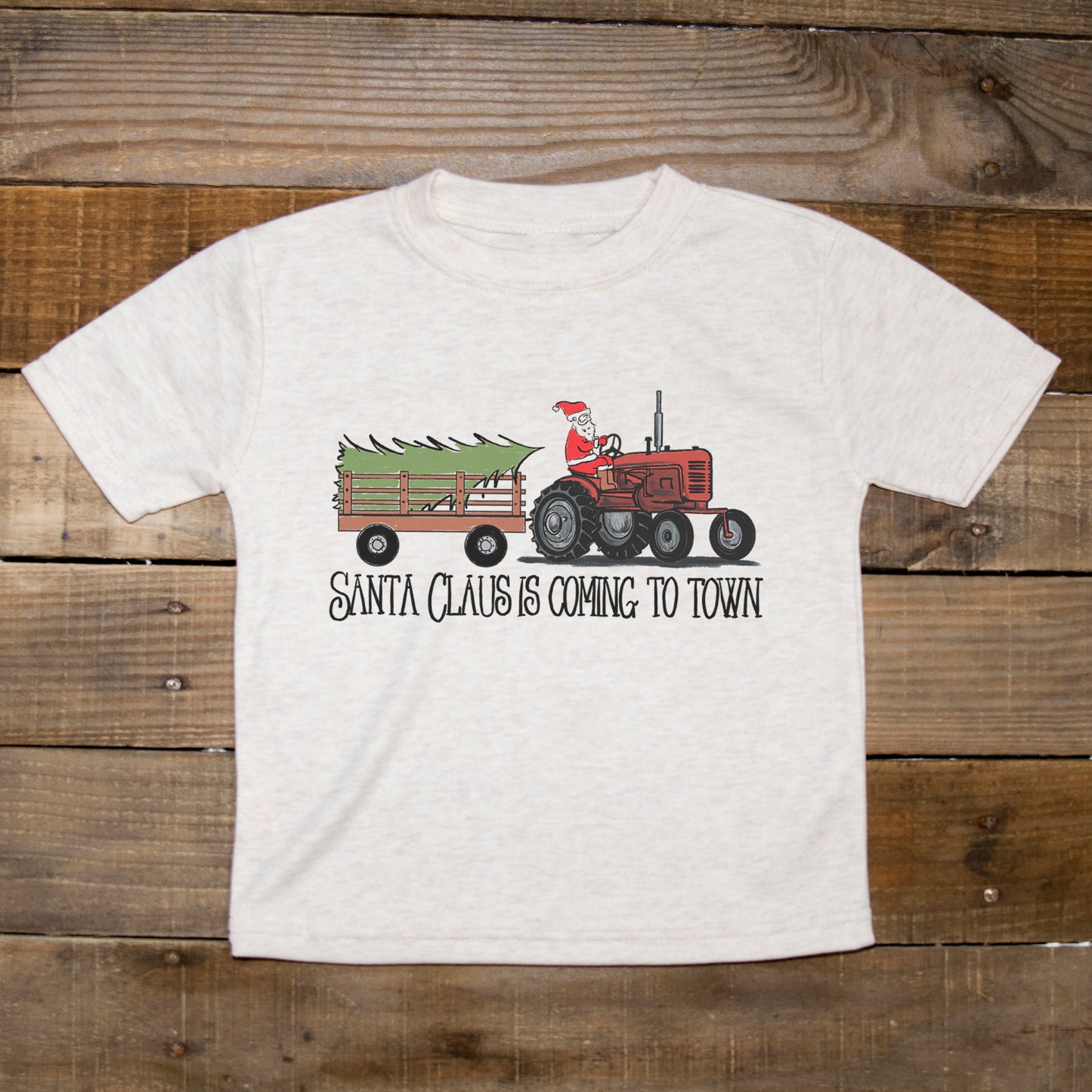 "Santa Claus is coming to town" Farm Tractor Christmas Shirt