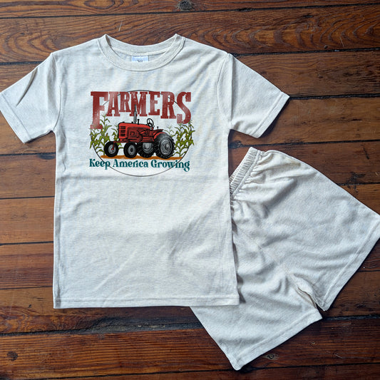Growing Farmers Red Tractor Sleep 'n Play Set | Size 2T through 5T | Includes Shirt & Shorts