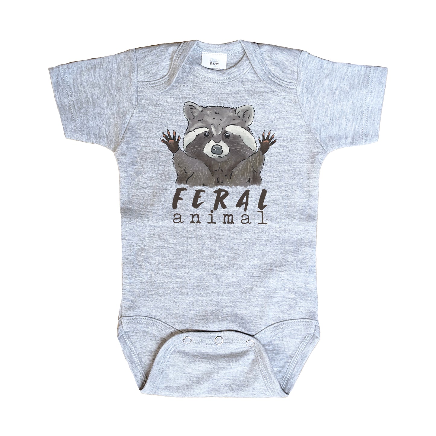 "Feral Animal" Raccoon Grey Baby Body Suit