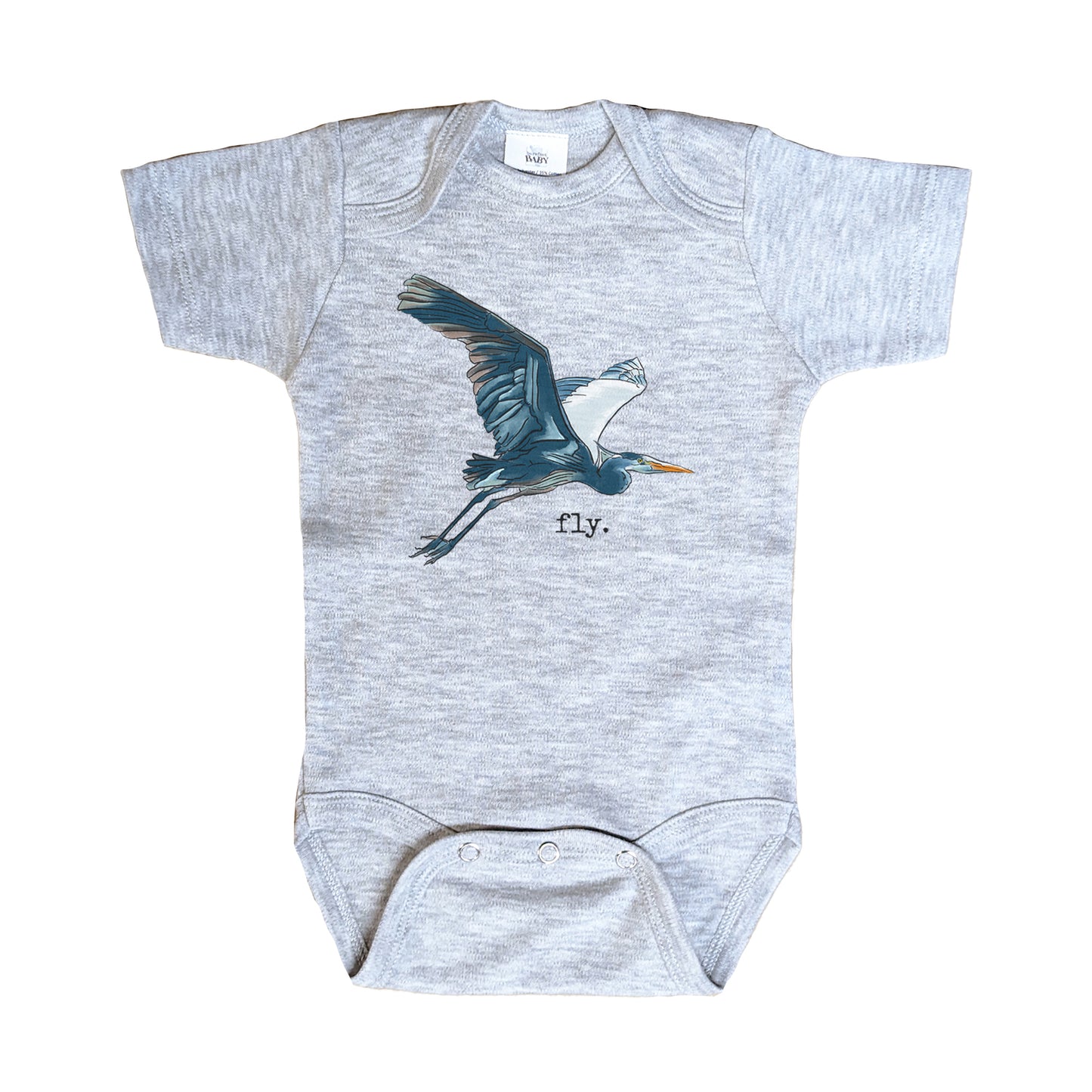 "Fly" Blue Heron Lake Life Body Suit for Newborns