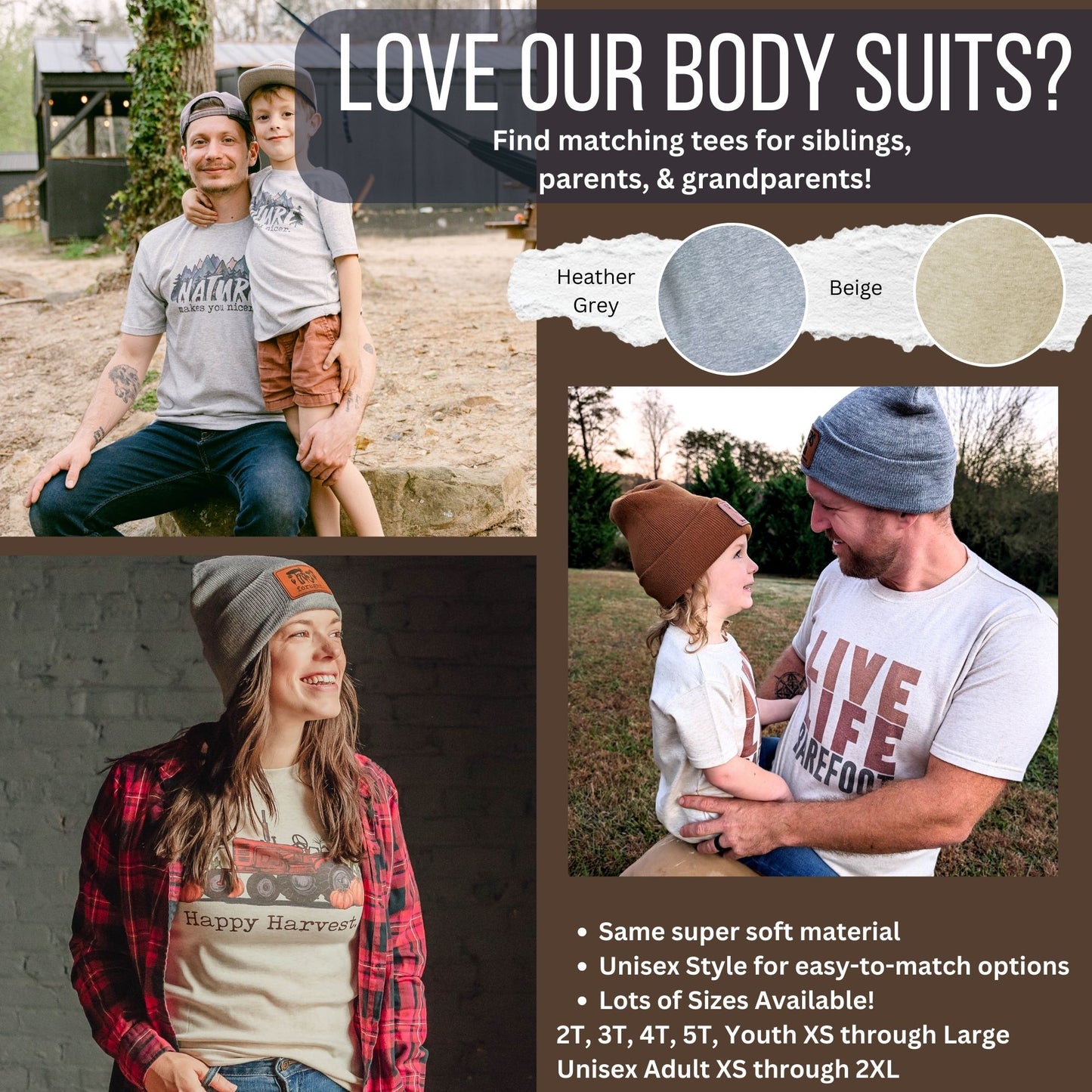 "Mountain Goat" Beige Baby Body Suit