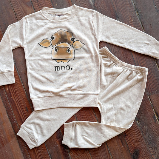 "Moo" Cow Farm Adventure Sleep 'n Play Set | Size 2T through XS | Includes Shirt & Joggers