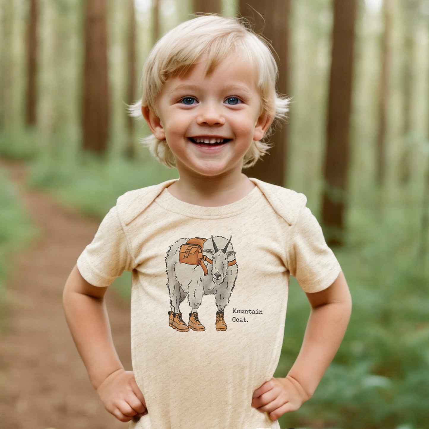 "Mountain Goat" Beige Baby Body Suit