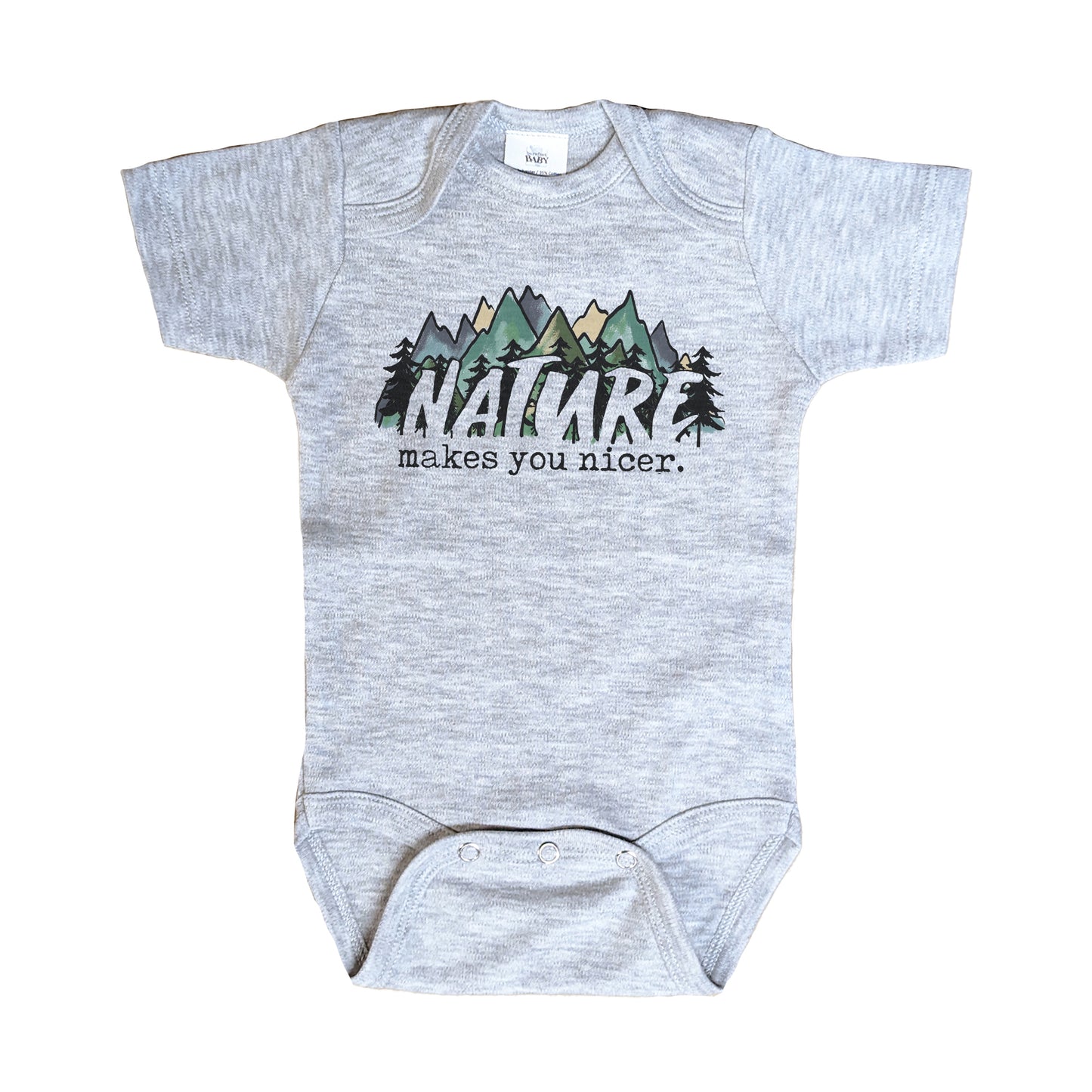 "Nature Makes you Nicer" Baby Boy Mountain Body Suit