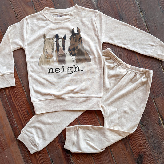 "Neigh" Barn Life Sleep 'n Play Set | Size 2T through XS | Includes Shirt & Joggers