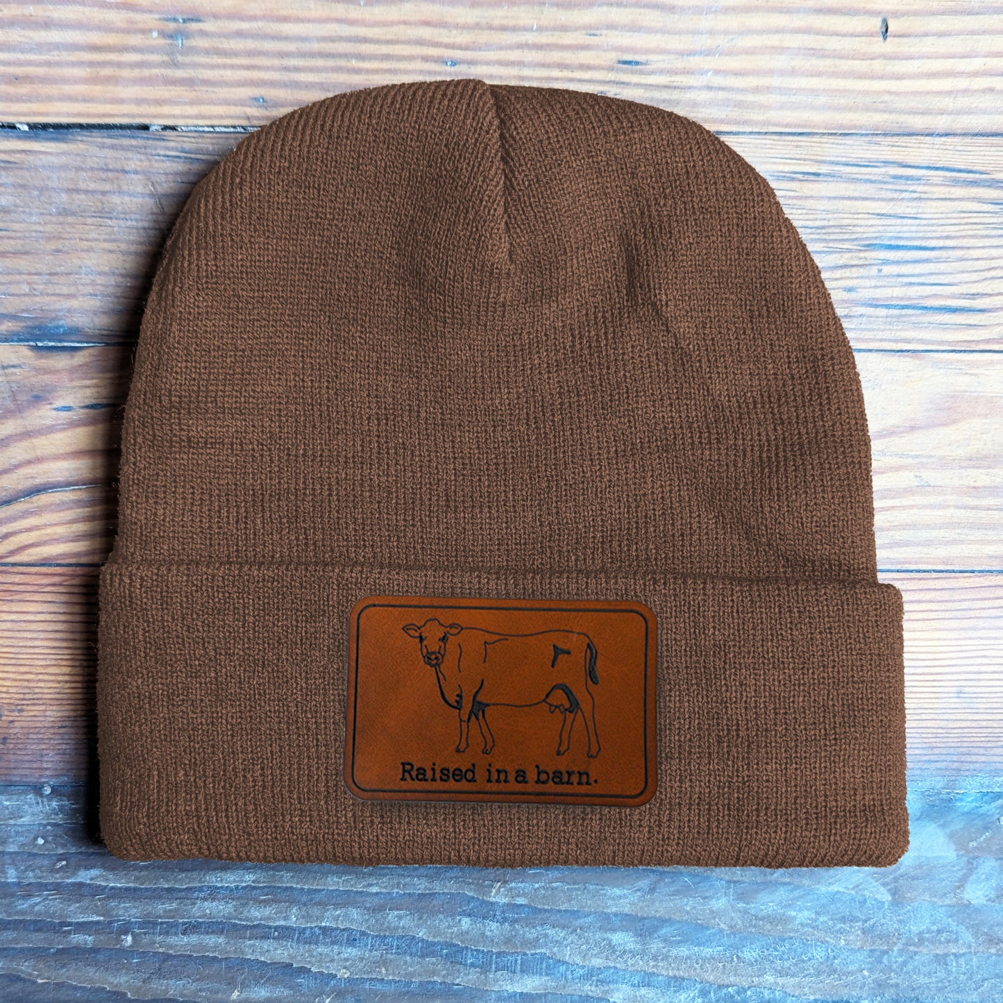"Raised in a Barn" COW, Farm Life Country Kid Beanie | One Size Fits All | FOUR Color Options
