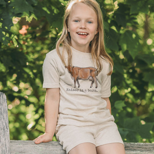 "Raised in a barn" Cow Farm Adventure Sleep 'n Play Set | Size 2T through XS | Includes Shirt & Shorts