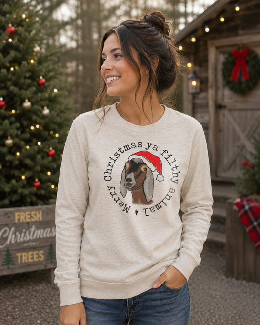 Adult "Filthy Animal" Christmas Goat shirt