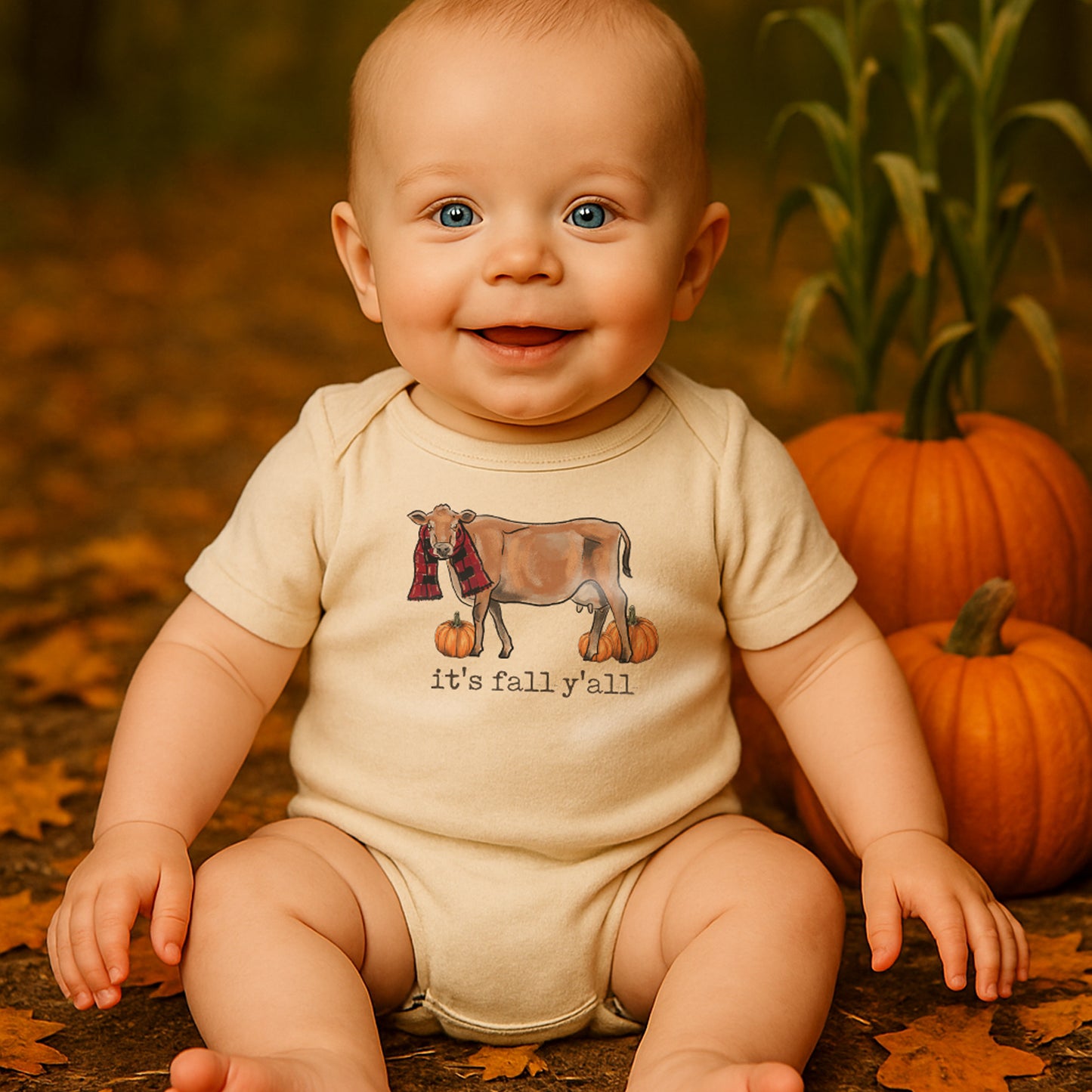 "It's fall y'all" Cow Body Suit