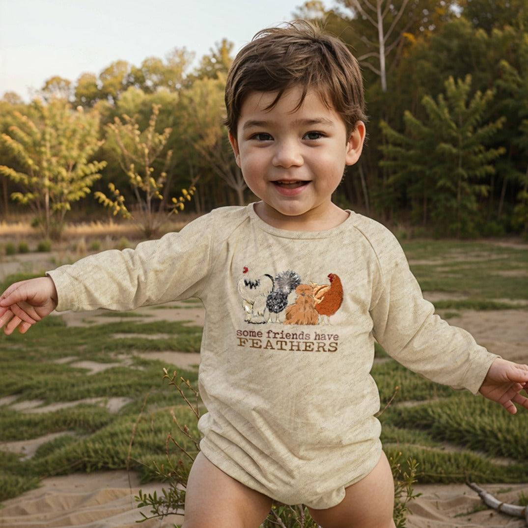 "Some friends have feathers" chicken body suit