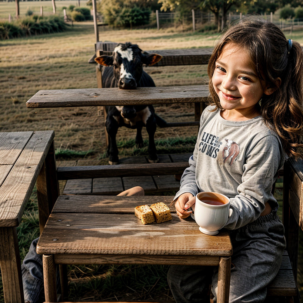 "Life is better with cows" Grey Long Sleeve Shirt | Western Line