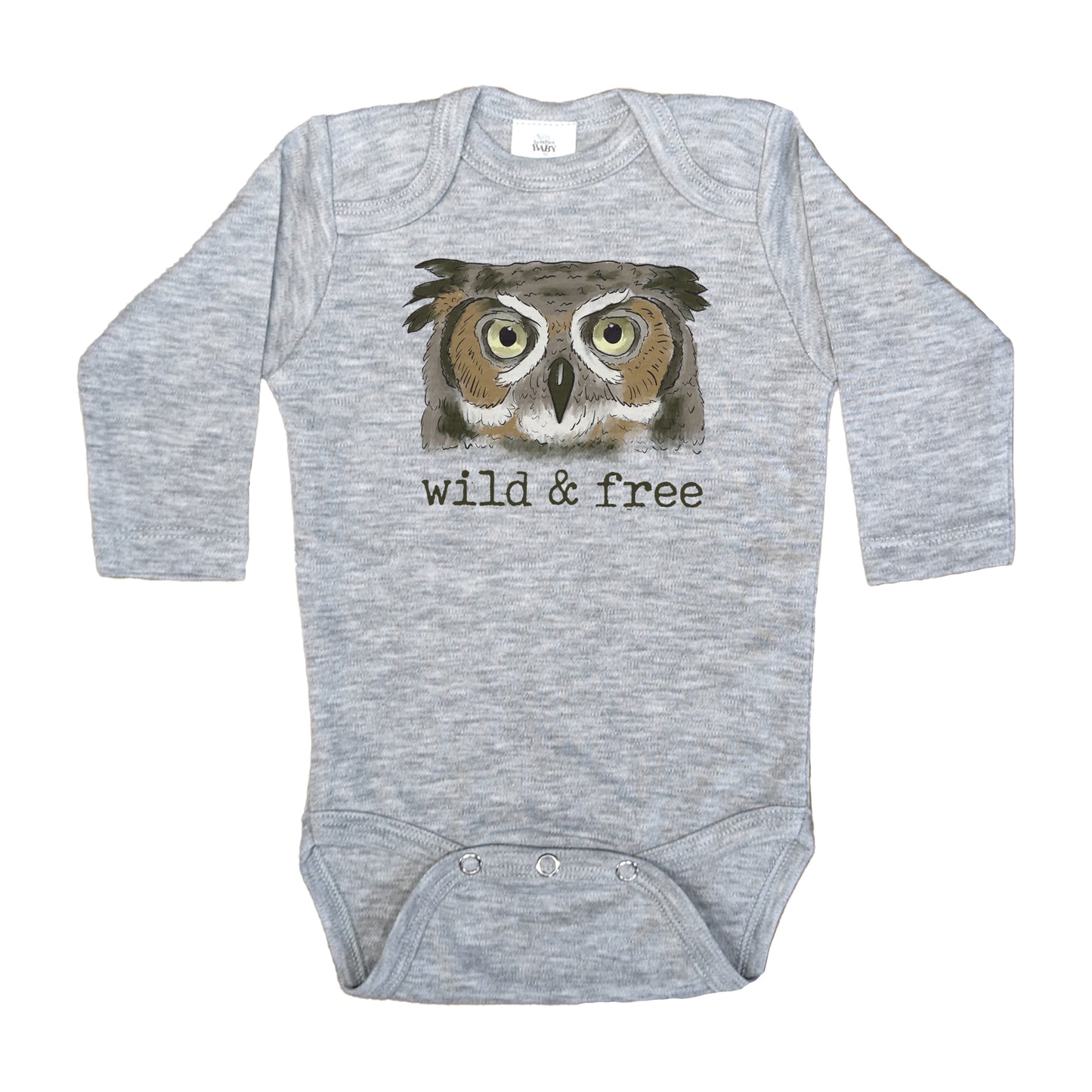 "Wild & Free" Grey Owl Body Suit for Little Explorers