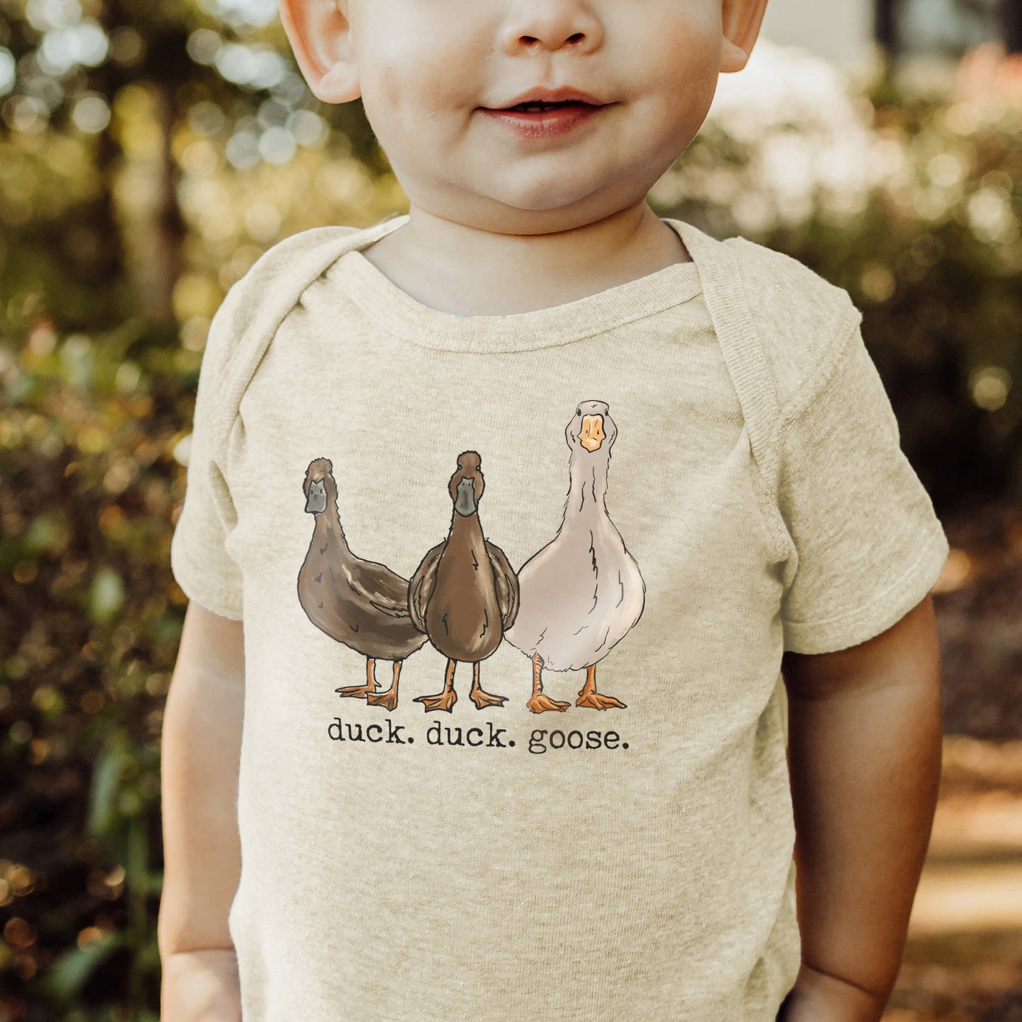 "duck. duck. goose" Beige Baby Body suit