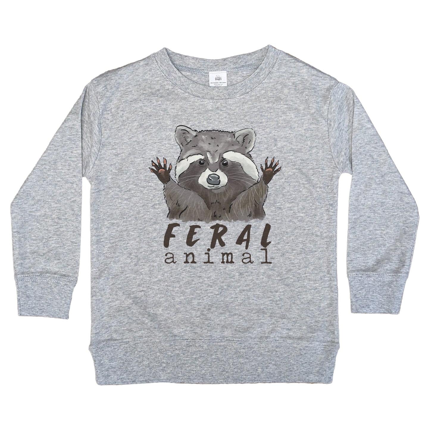 "Feral Animal" Grey Long Sleeve, Realistic Woodland Raccoon