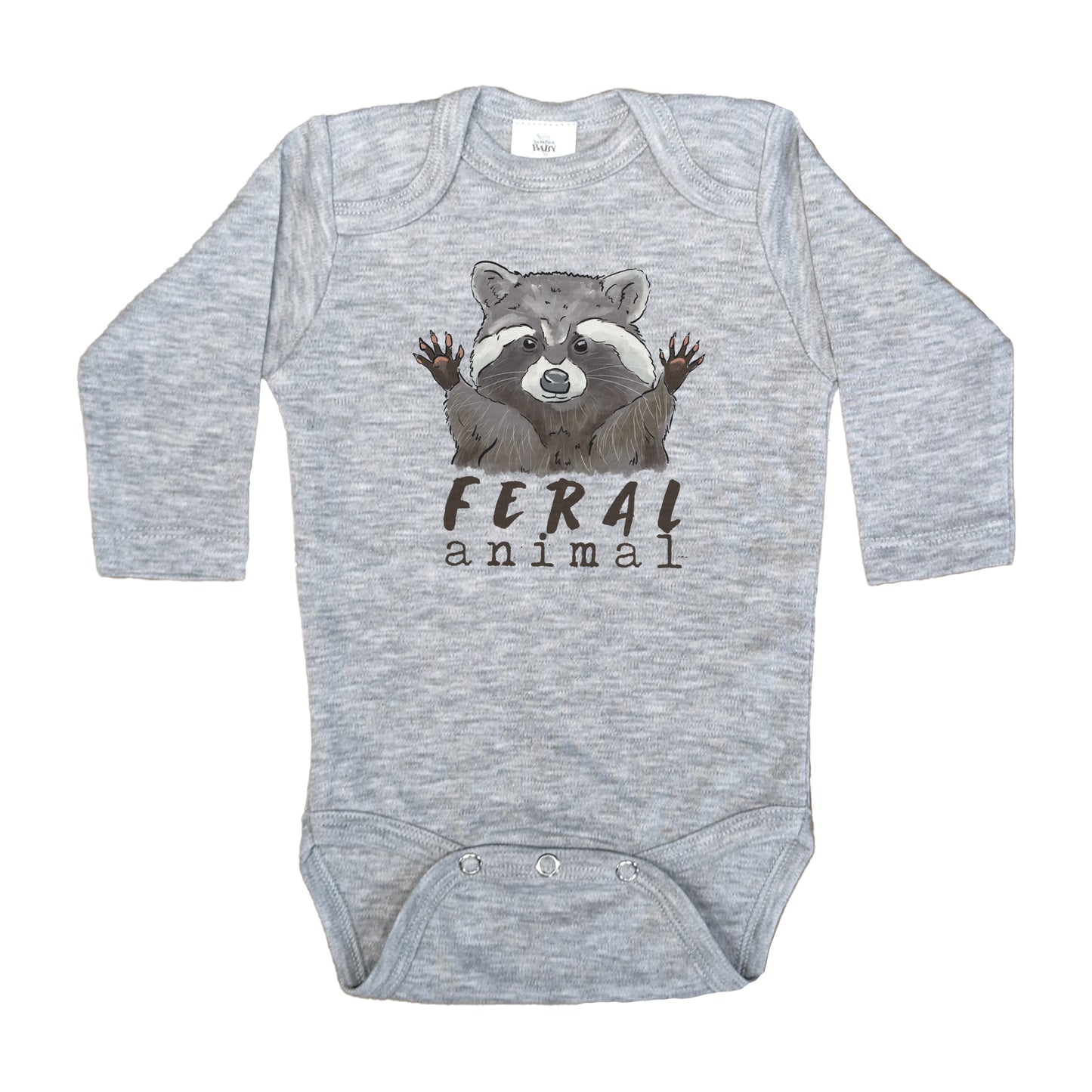 "Feral Animal" Raccoon Grey Baby Body Suit