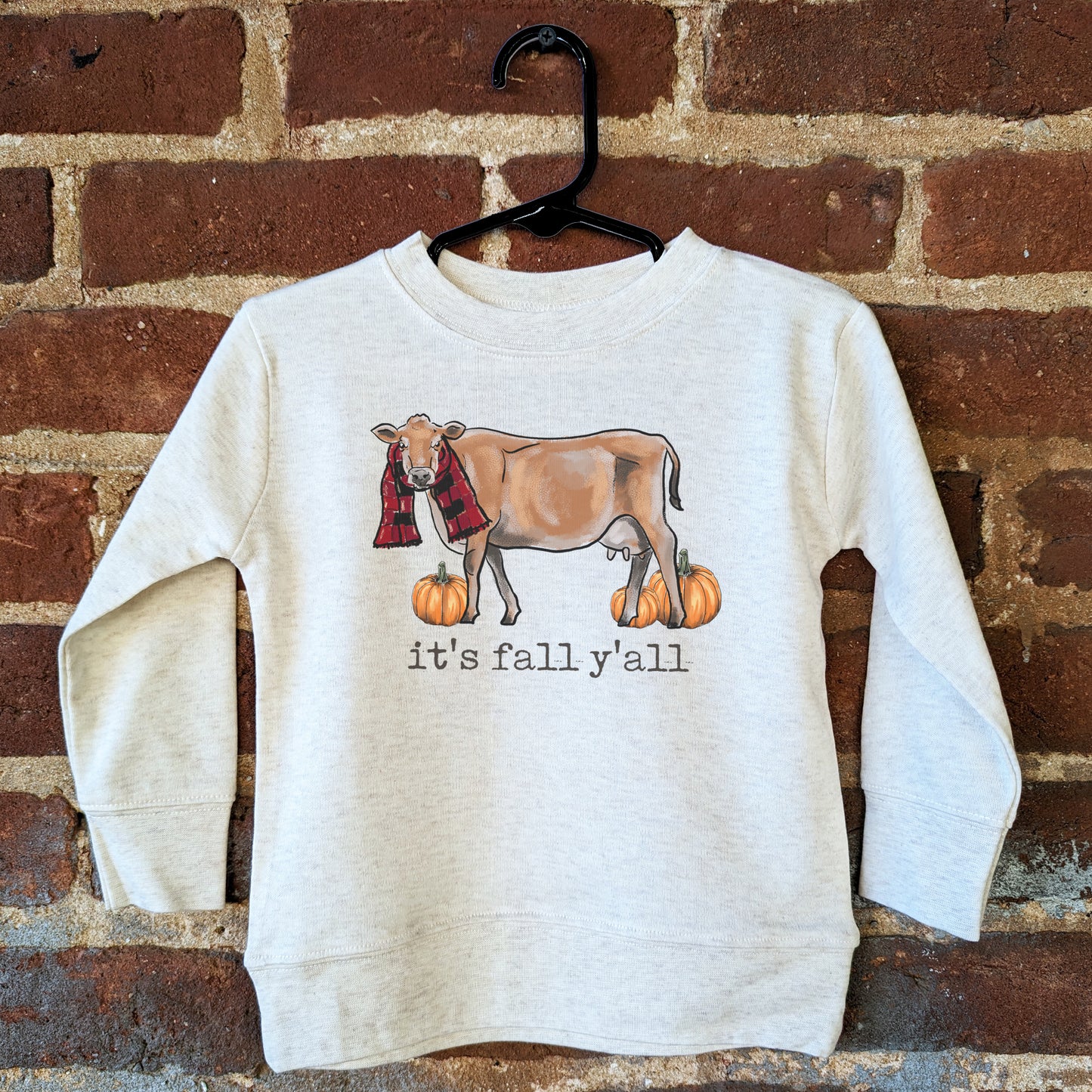 "It's fall y'all" Cow Long Sleeve Shirt for Toddlers and Youth
