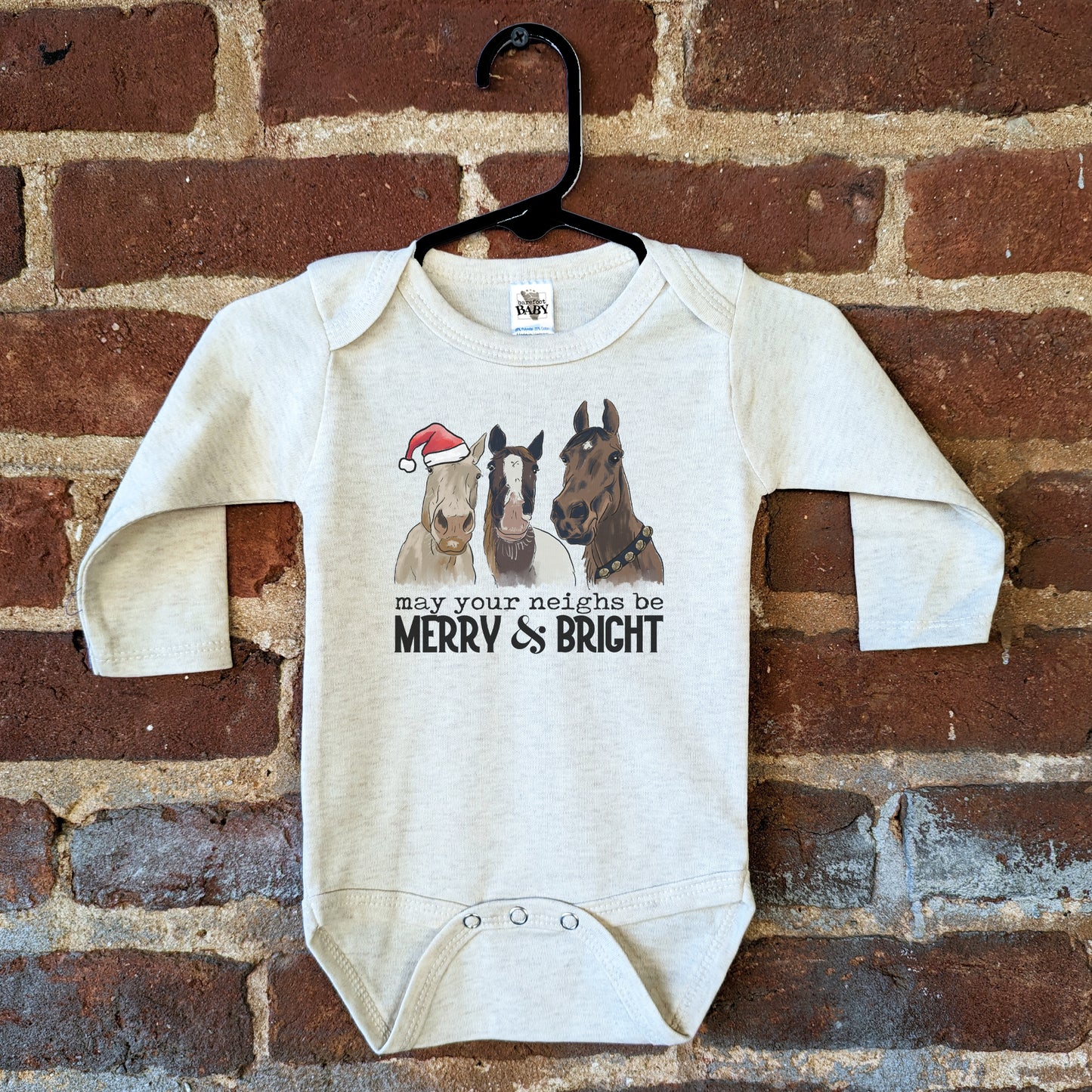 "May Your Neighs be Merry & Bright" Country Western Horse Baby Body Suit