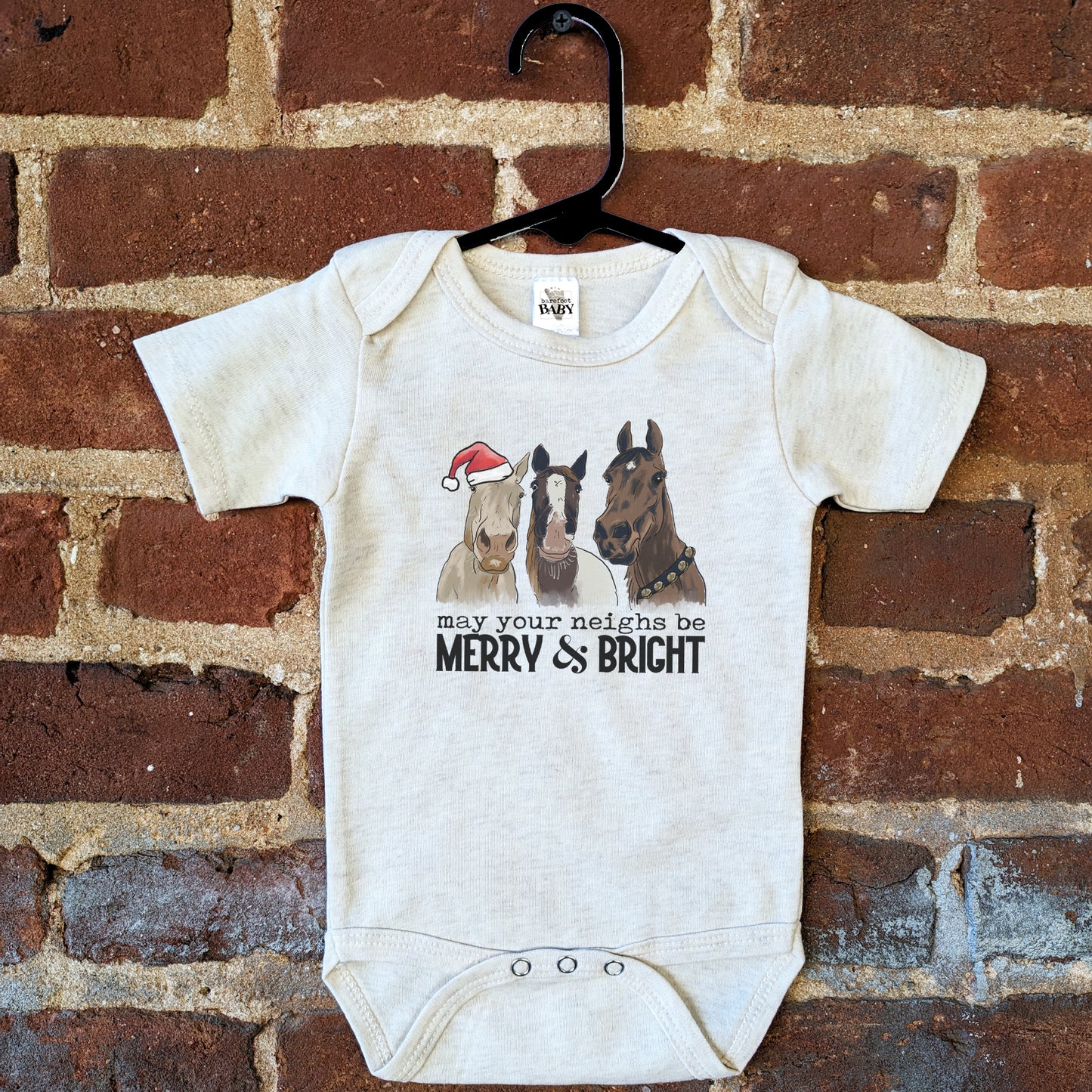 "May Your Neighs be Merry & Bright" Country Western Horse Baby Body Suit