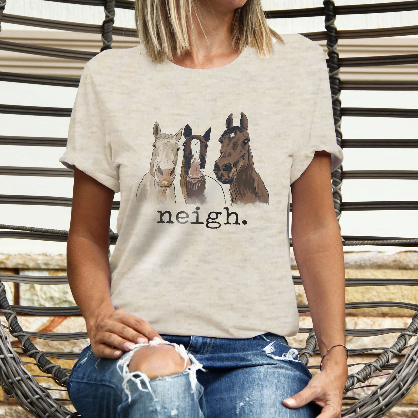 ADULT "Neigh." Horse Lover Country Farm Tee