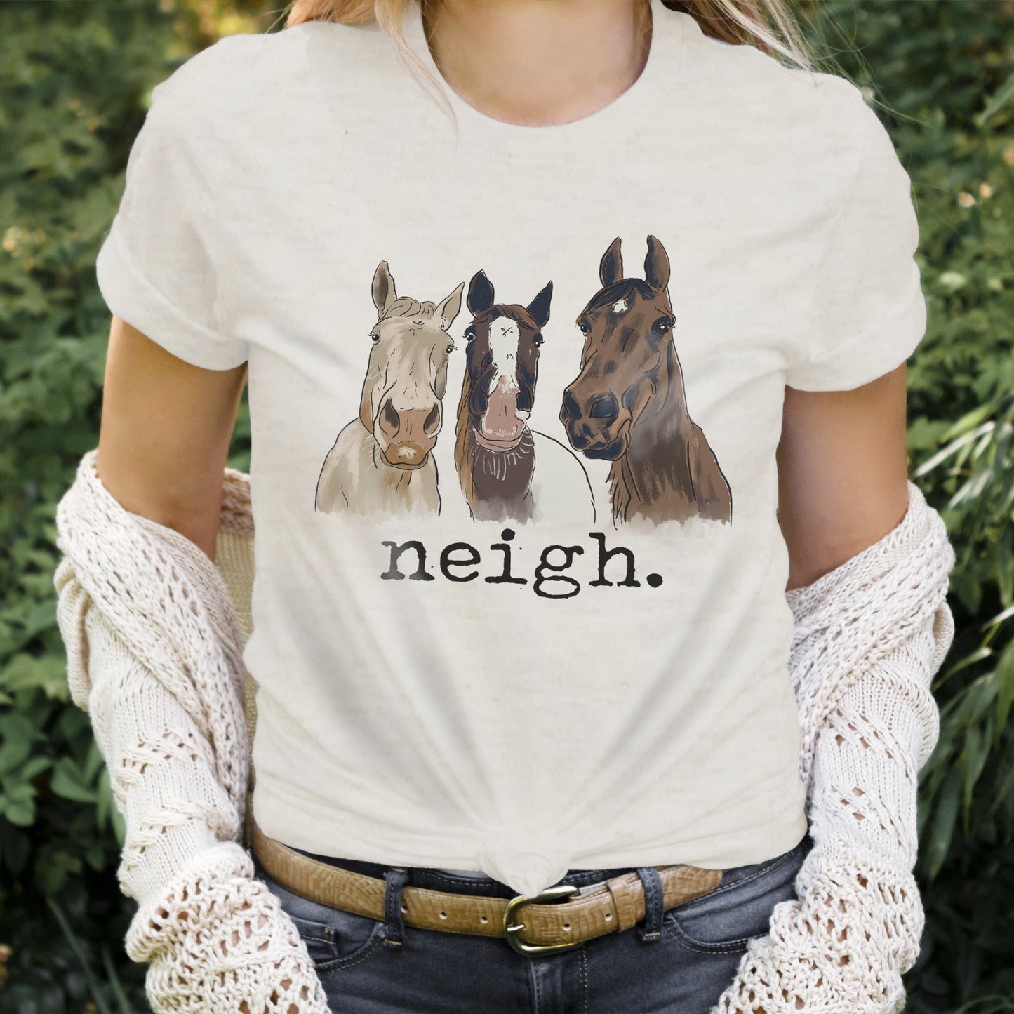 ADULT "Neigh." Horse Lover Country Farm Tee