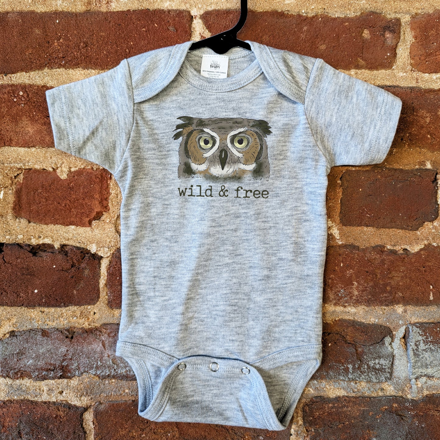 "Wild & Free" Grey Owl Body Suit for Little Explorers