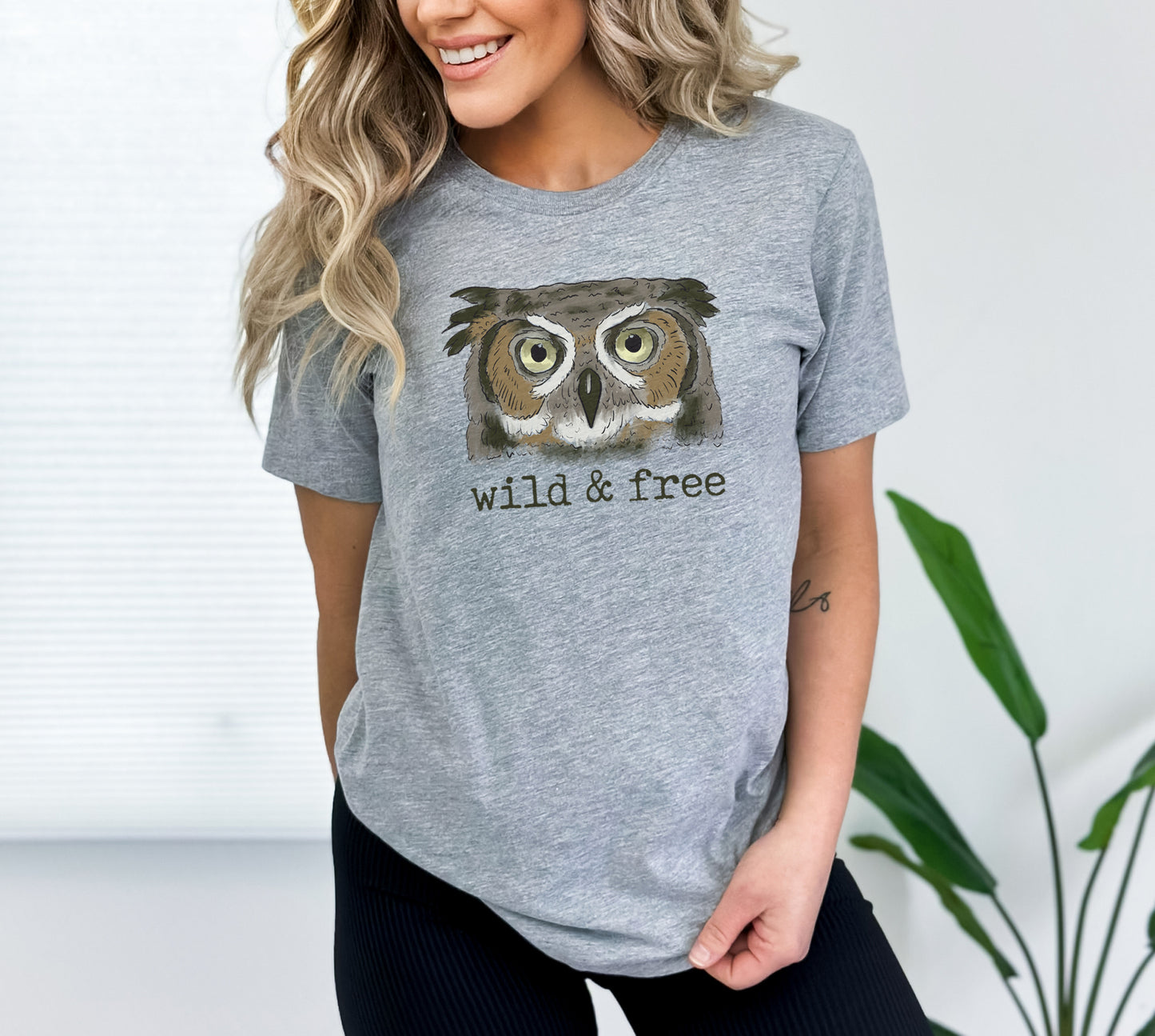 "Wild & Free" ADULT Woodland Owl Nature Tee | Unisex hiking tee | Hiking gifts | Outdoor Lover Soft T-shirt | Hiking shirt for Men