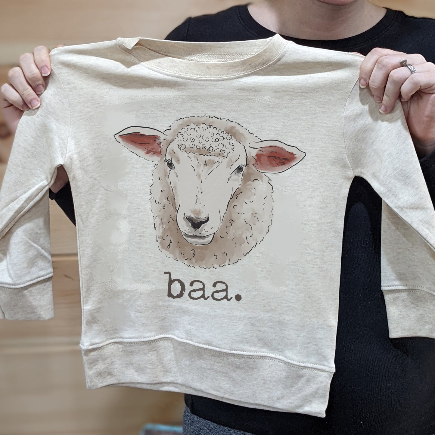 "baa" Sheep Beige Toddler/Youth Long Sleeve Shirt