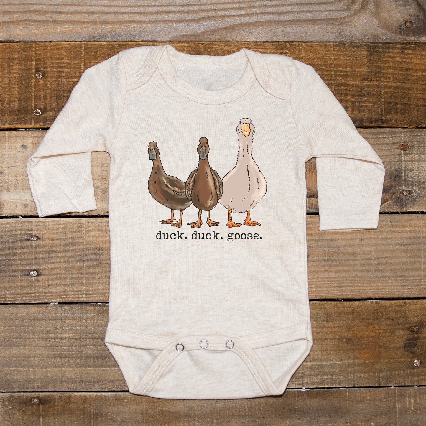 "duck. duck. goose" Beige Baby Body suit