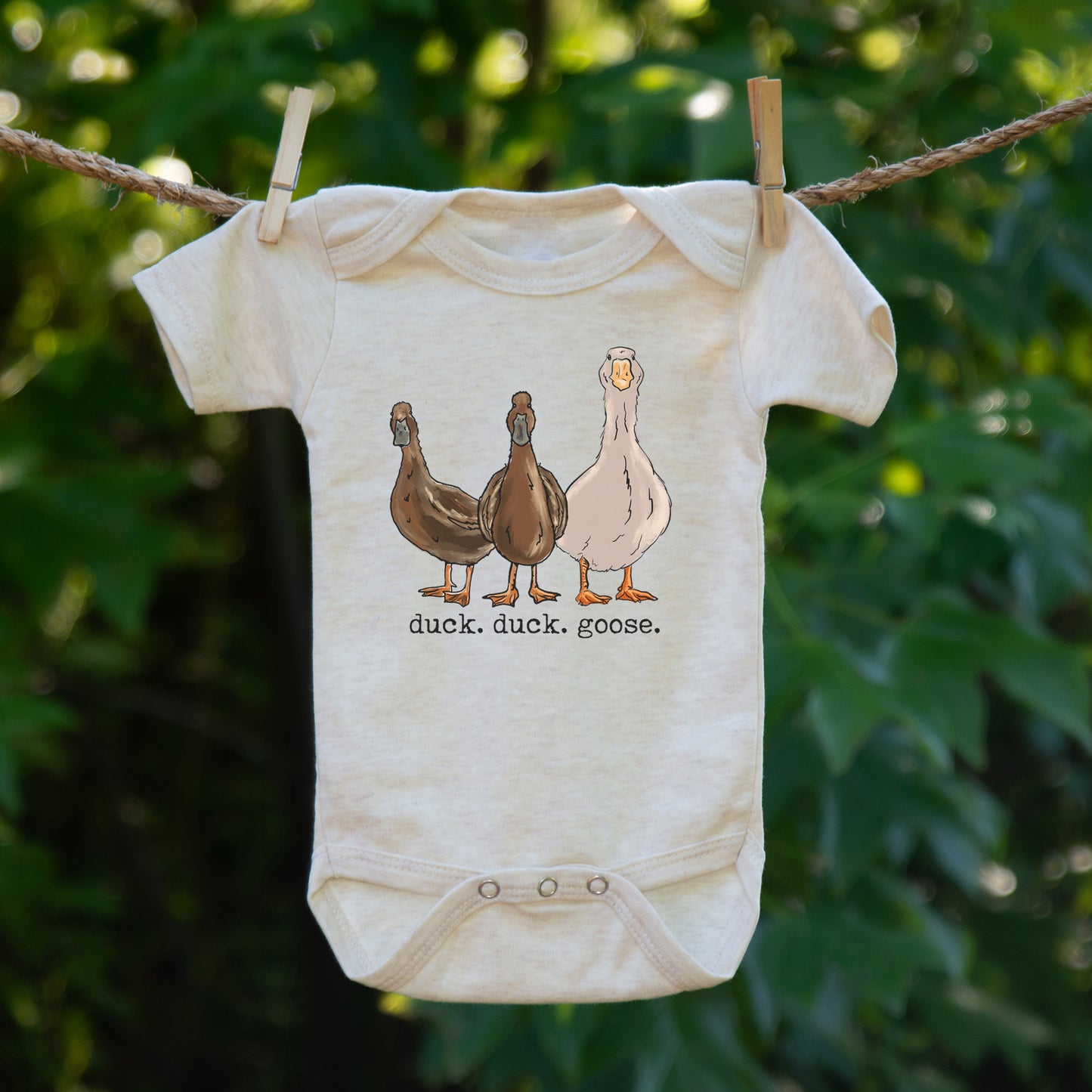 "duck. duck. goose" Beige Baby Body suit