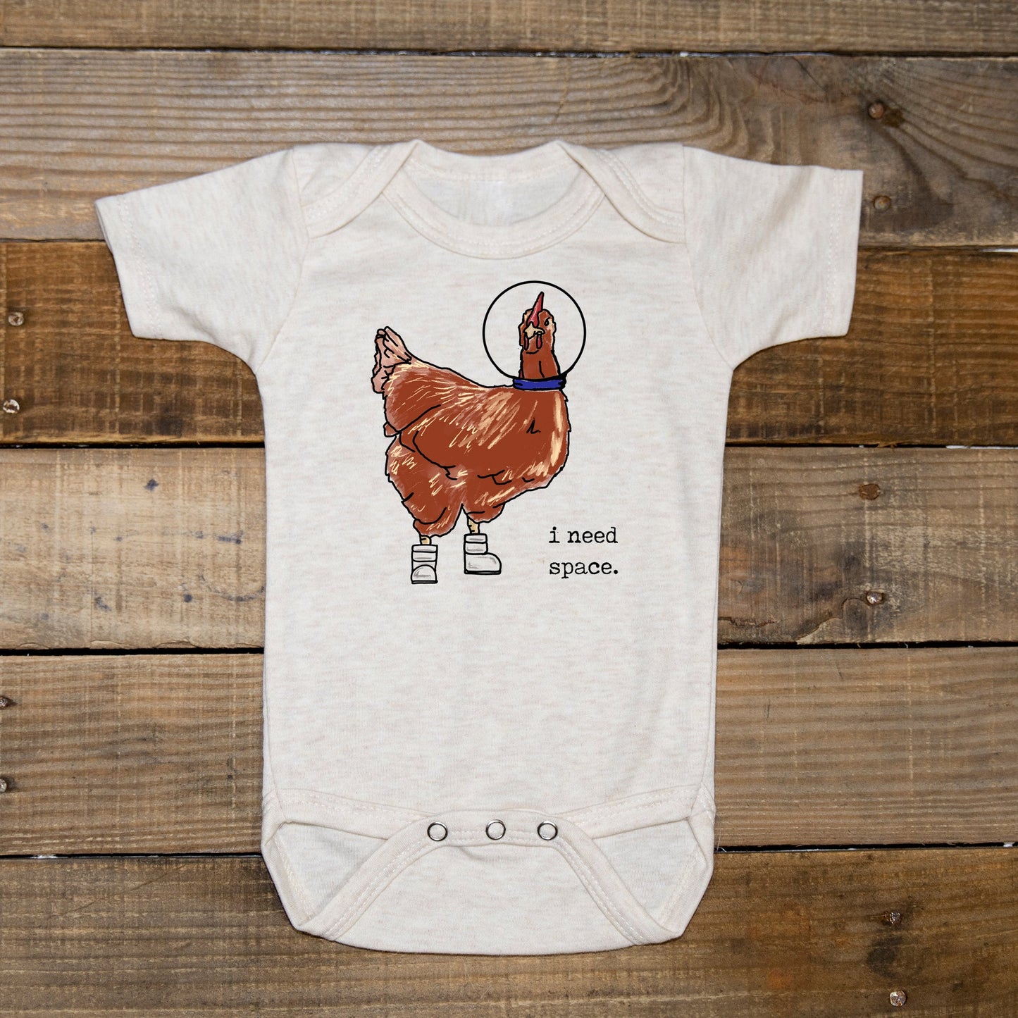 "I need space" CHICKEN Baby Onesie | Farm Animals in Space