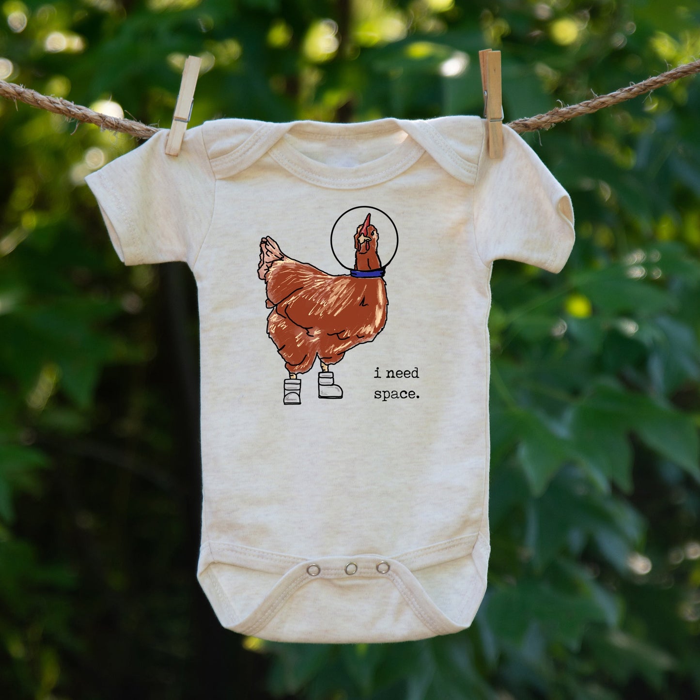 "I need space" CHICKEN Baby Onesie | Farm Animals in Space
