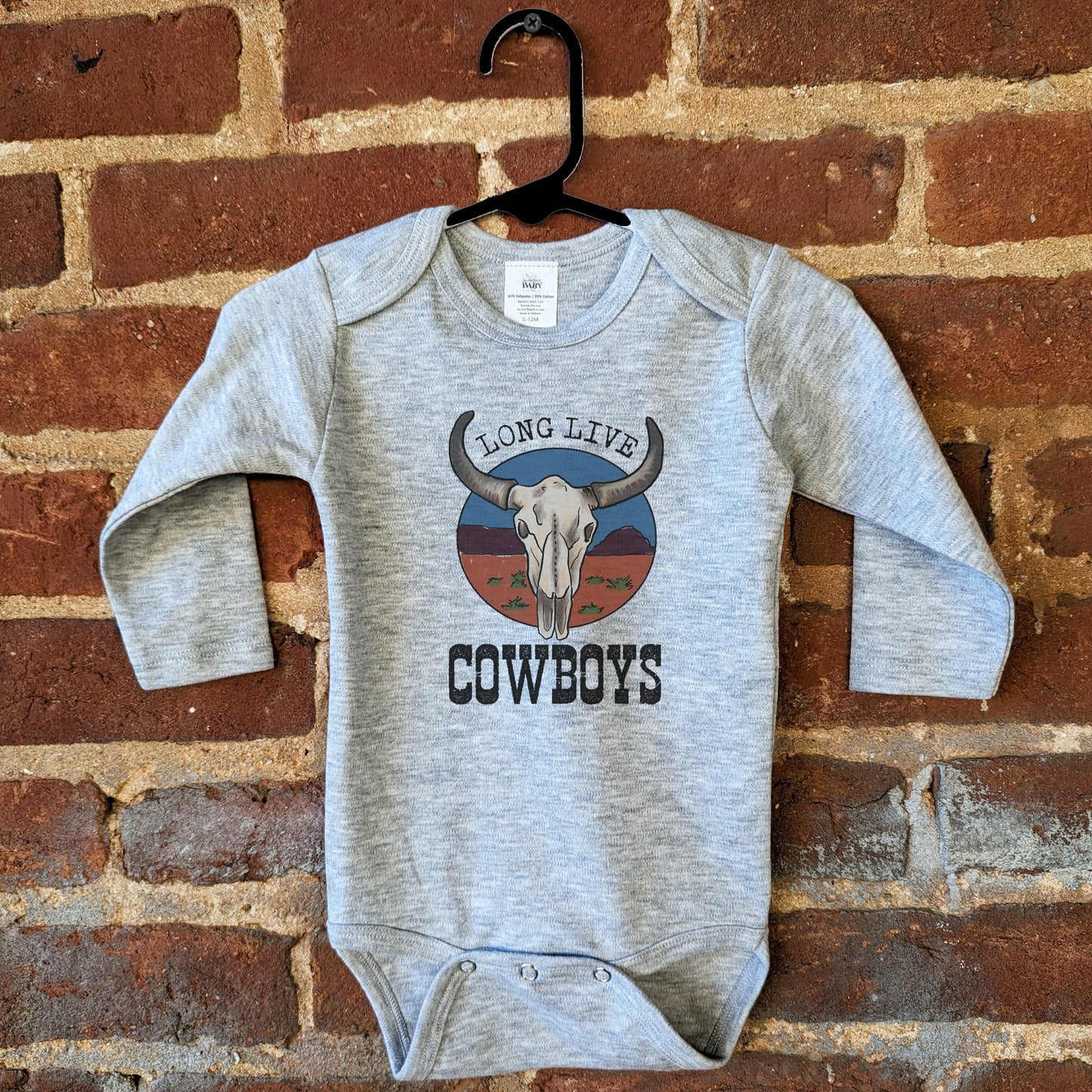 "Long Live Cowboys" Grey Baby Body Suit | Western Line