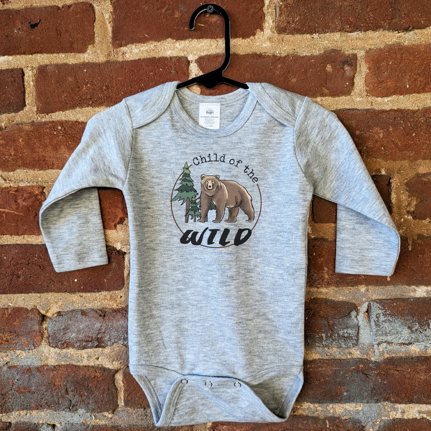 "Child of the wild" Bear Grey Baby Body Suit