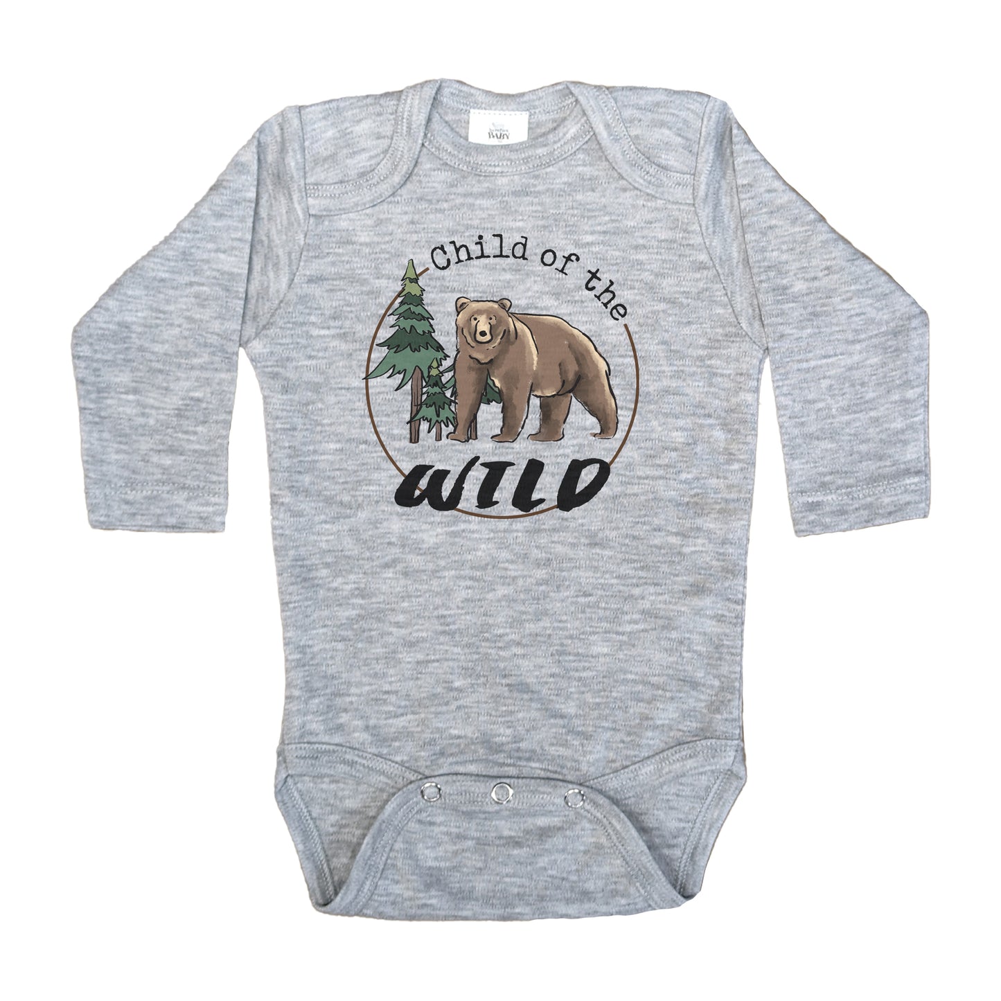 "Child of the wild" Bear Grey Baby Body Suit
