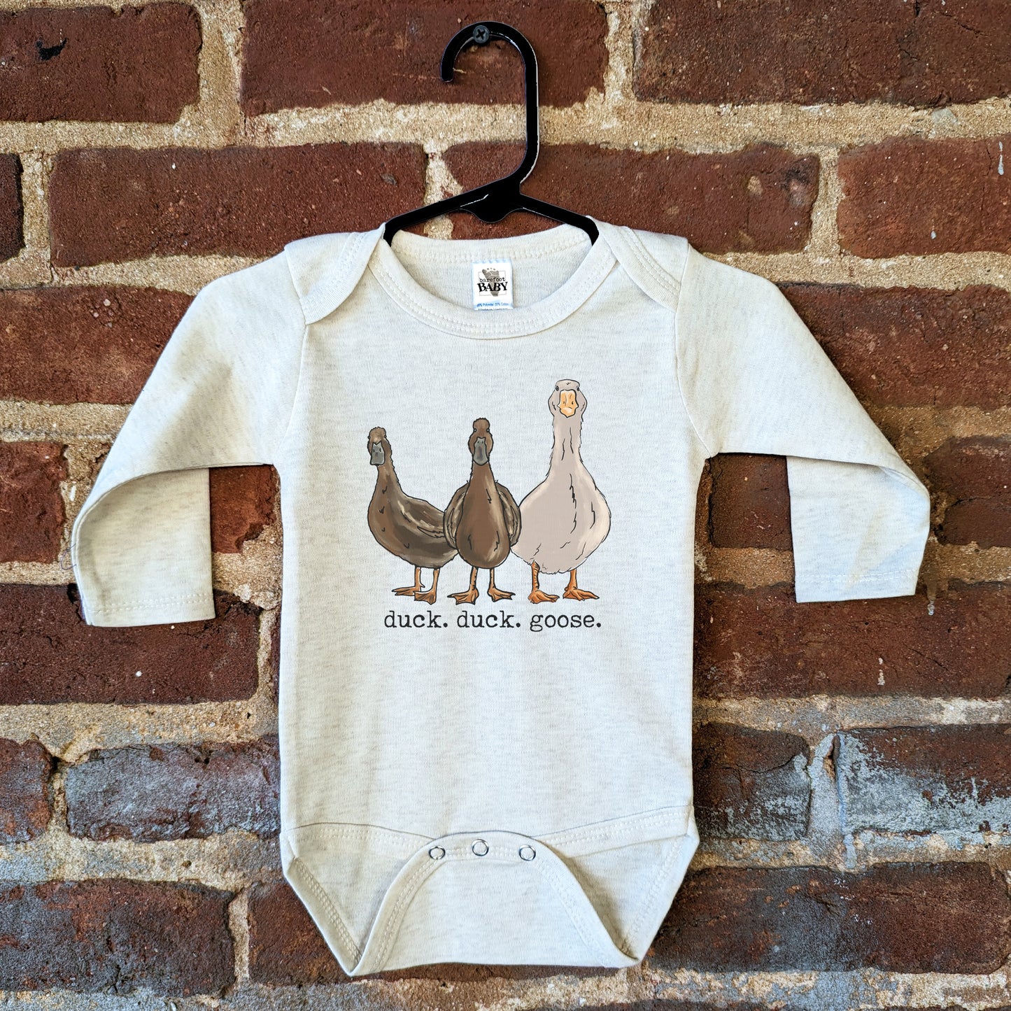 "duck. duck. goose" Beige Baby Body suit