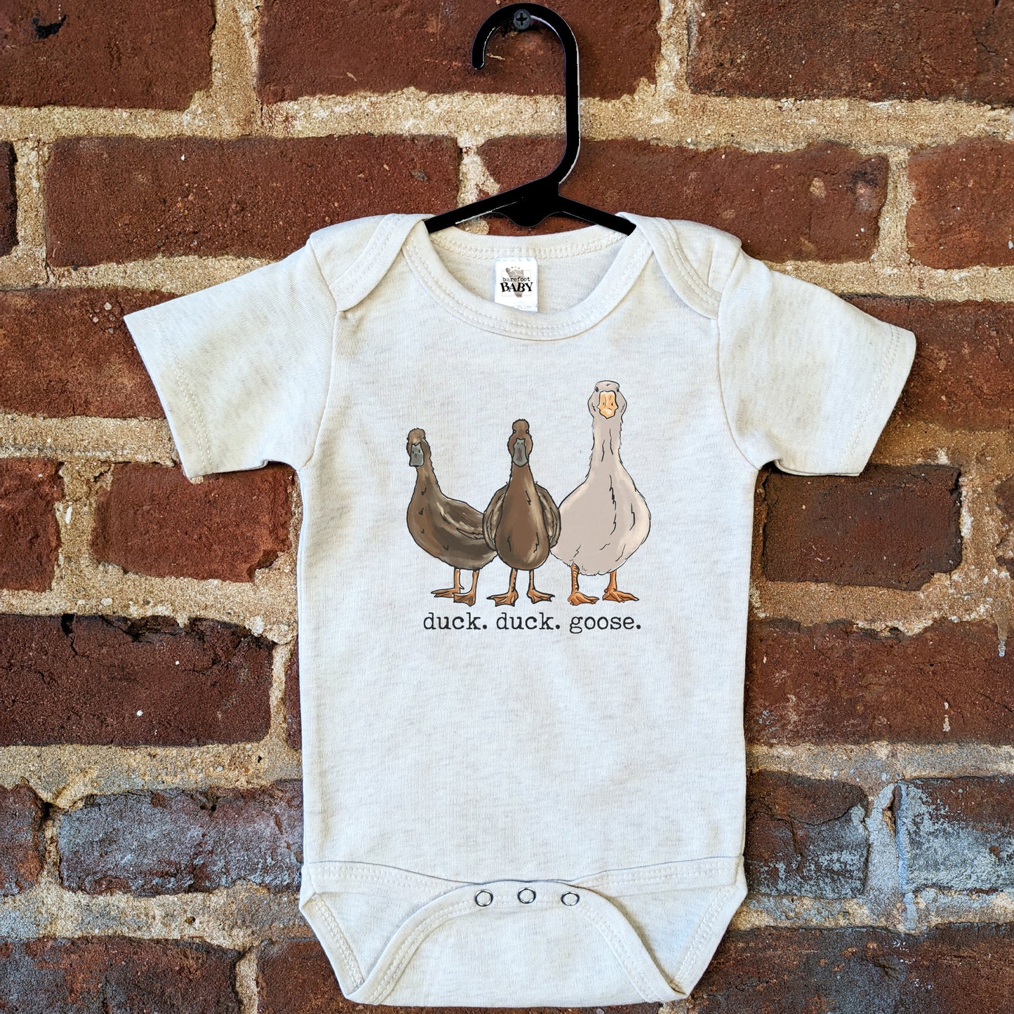 "duck. duck. goose" Beige Baby Body suit
