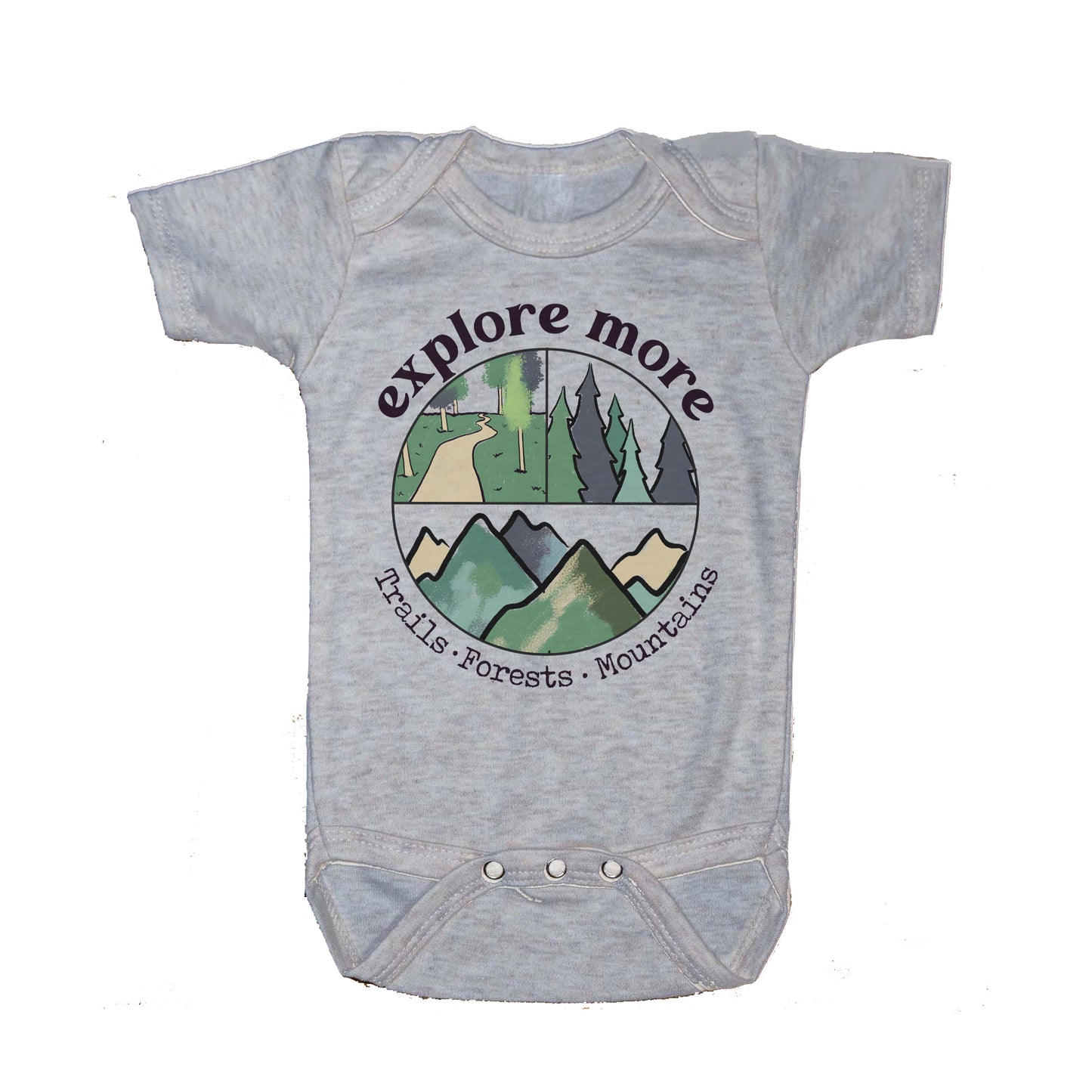 "Explore More" Grey Baby Body Suit