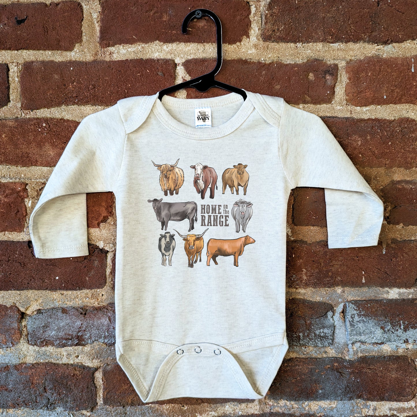 "Home on the range" Beige Baby Body Suit | Western Line