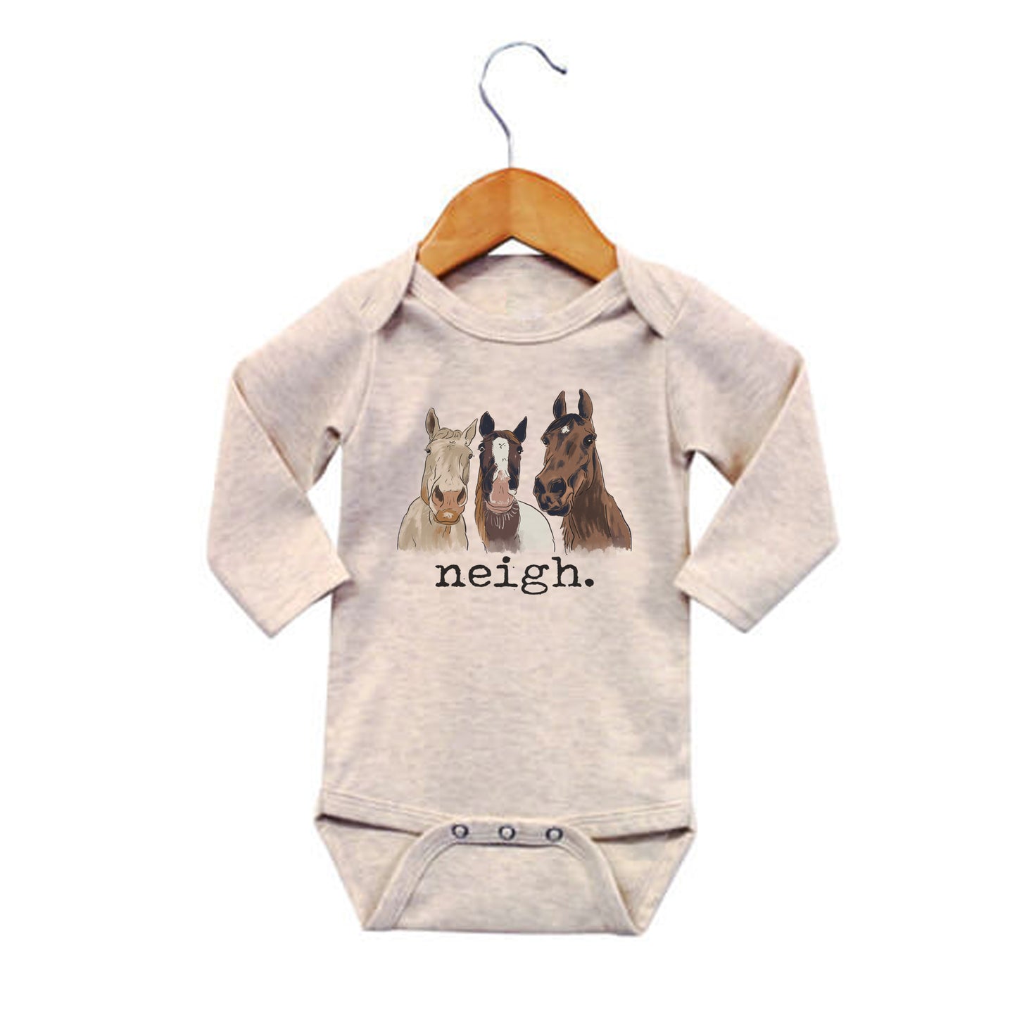 "Neigh" Three Horse Baby Body Suit
