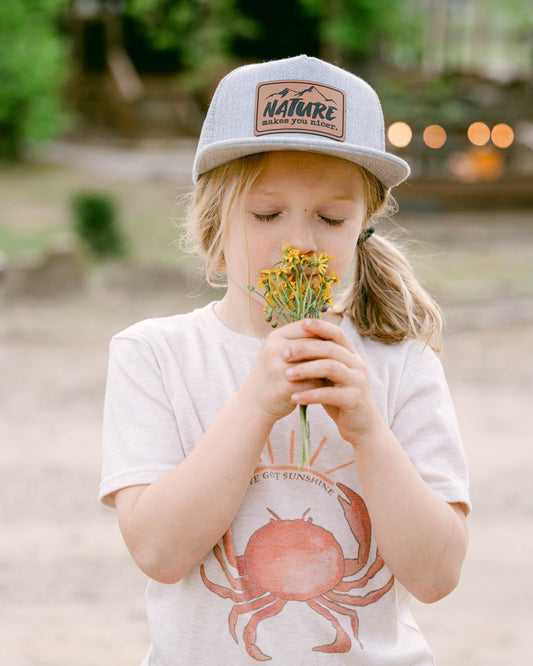 "Nature Makes you Nicer" Mesh Back Trucker Hat for Outdoor Explorers | Youth Size | FOUR Color Options