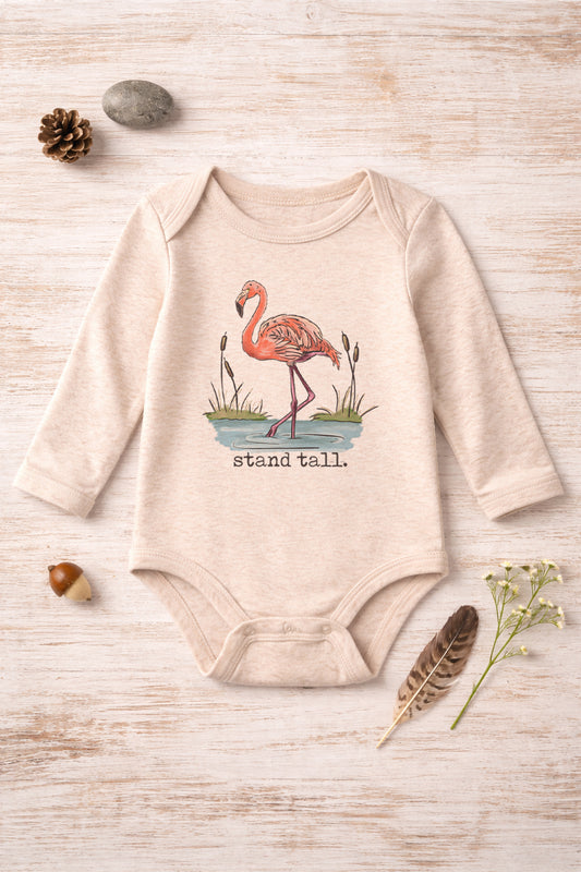 "Stand Tall" Flamingo Beach Baby Body Suit