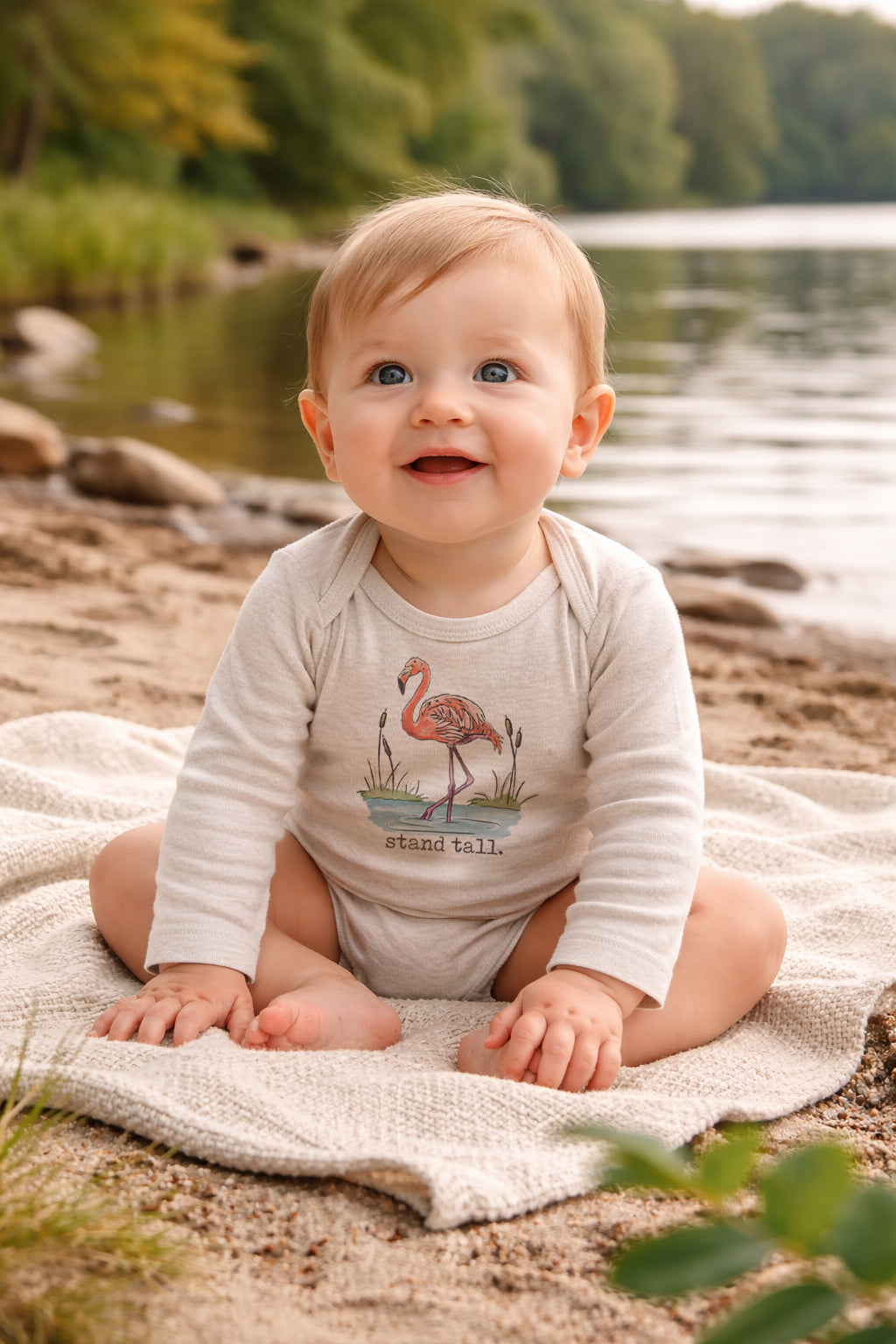 "Stand Tall" Flamingo Beach Baby Body Suit