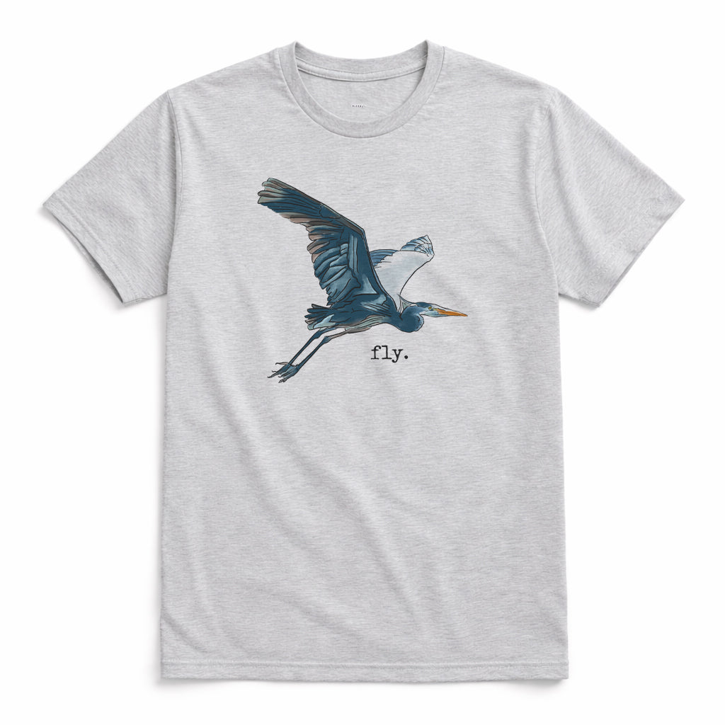 Adult "Fly" Blue Heron Shirt