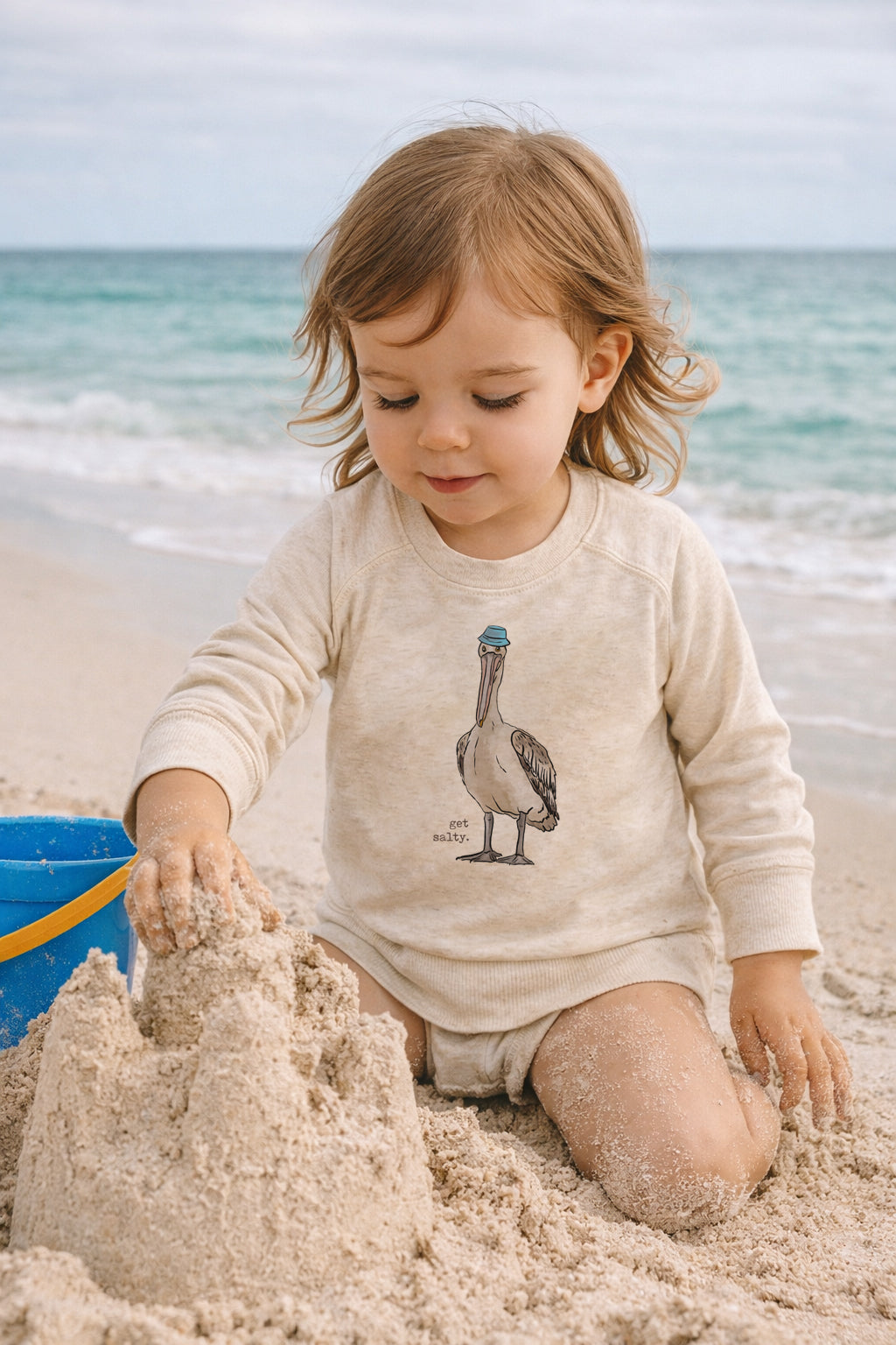 "Get Salty" Pelican Beach Long Kid's Sleeve Shirt