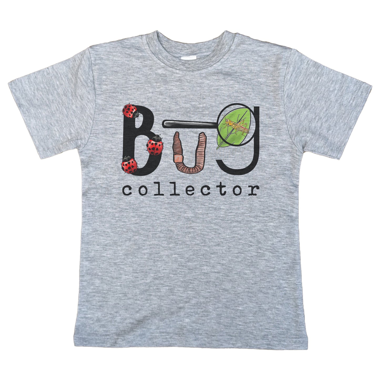 "Bug Collector" Grey Toddler and Youth T-shirt for Bug Enthusiasts