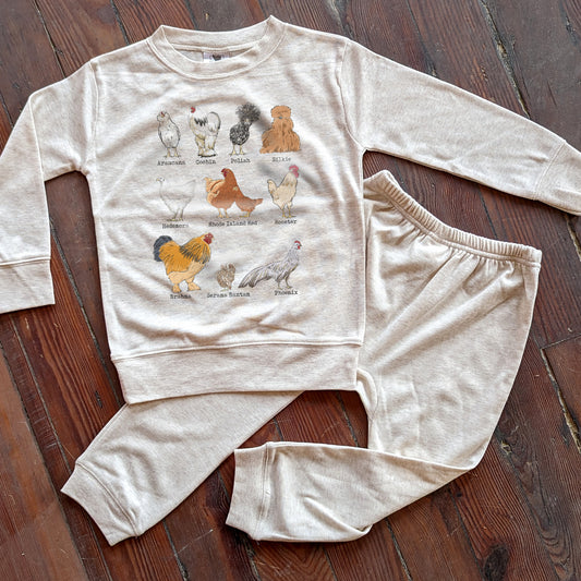 Chicken Breeds Country Sleep 'n Play Set | Size 2T through 5T | Includes Long Sleeve Shirt & Joggers