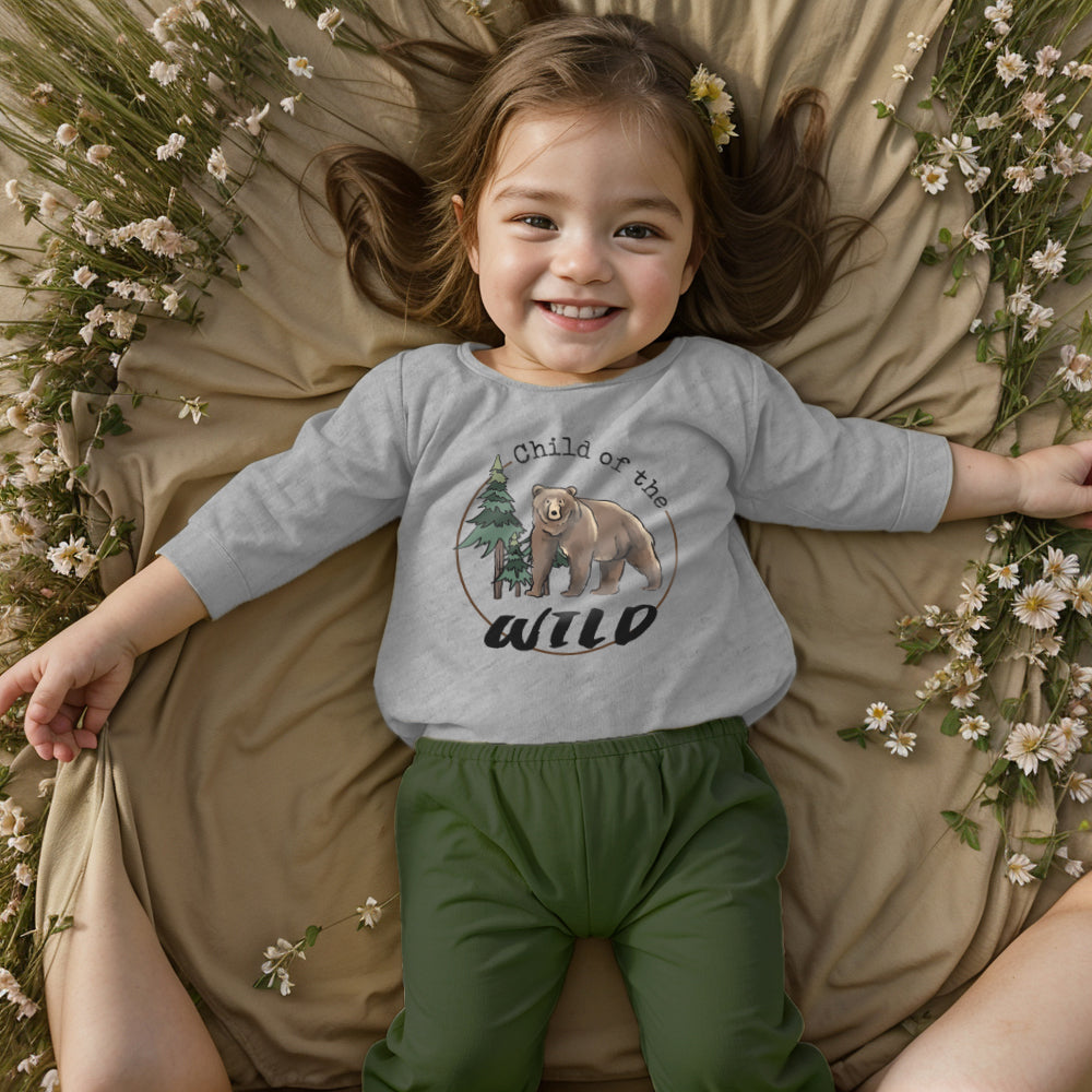 "Child of the wild" Bear Toddler/Youth grey Long Sleeve Shirt