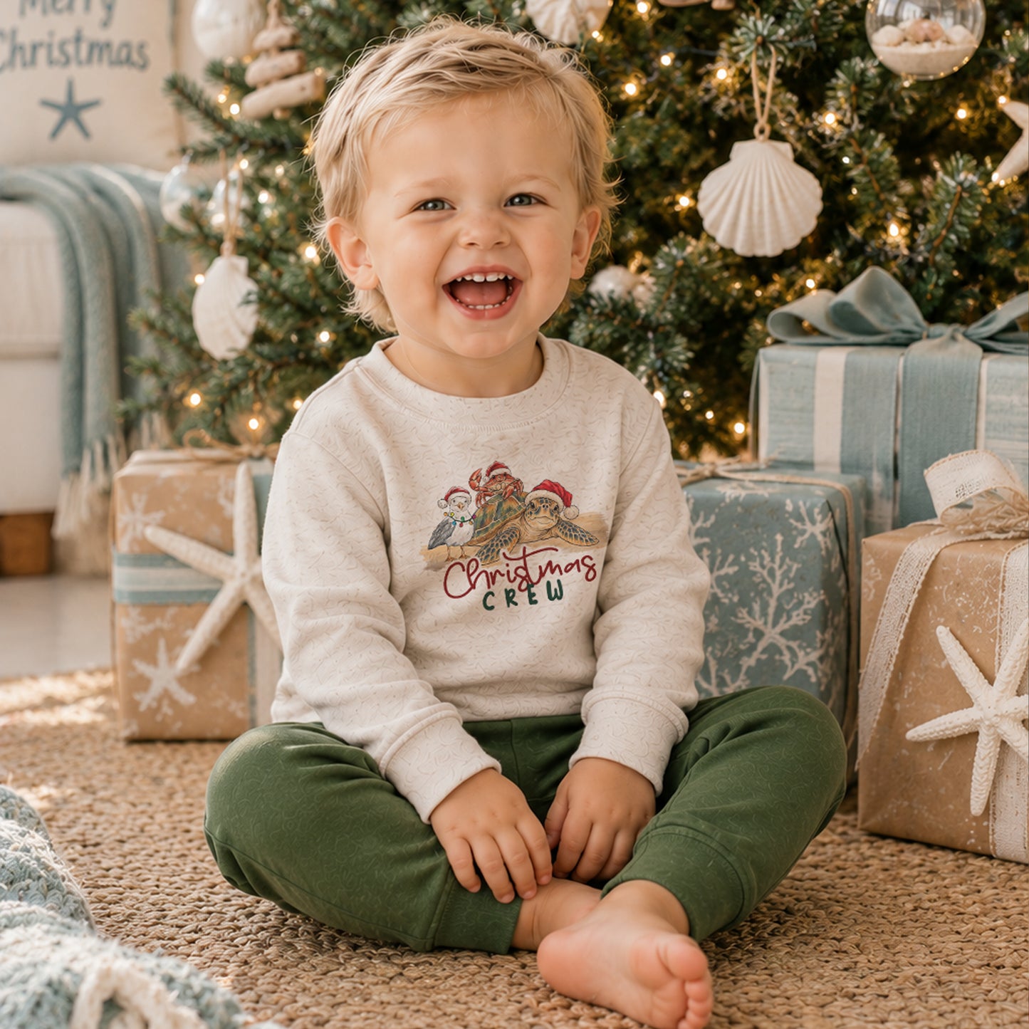 "Christmas Crew" Beach Theme Holiday Pajama Set