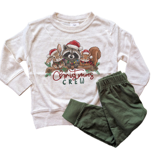 "Christmas Crew" Woodland Animal Holiday Pajama Set